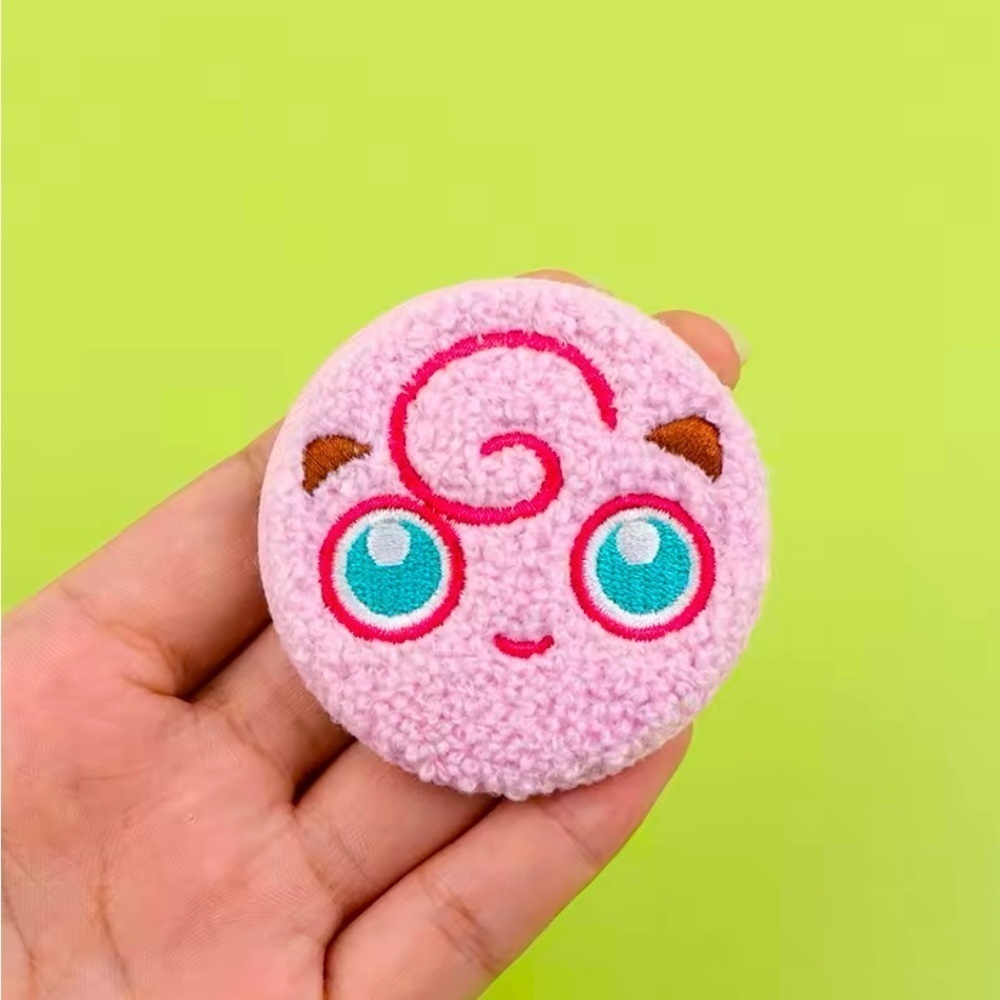 3/$33 Pokemon Character Jiggly Puff Fuzzy Texture Embroidered Button Pin Brooch